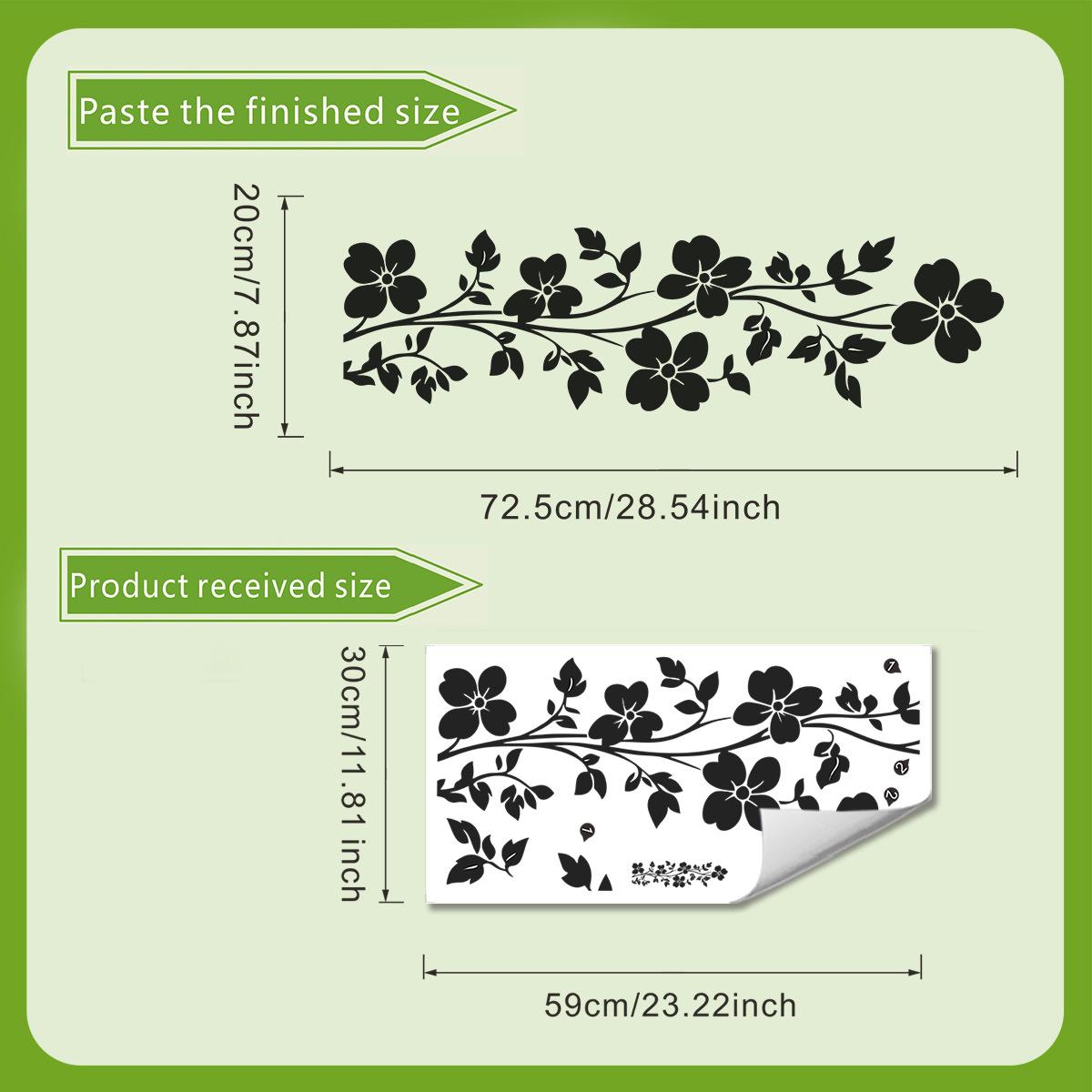 

Fully Transparent Bathroom Glass Floral Vine Stickers, Simple Style Decorative Stickers 30*60cm