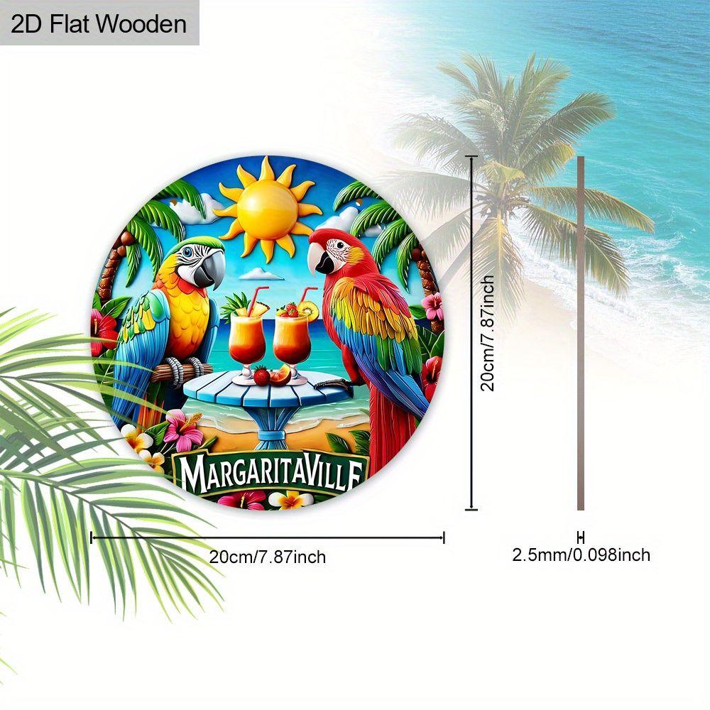 2D Flat Hanging Decorative Signs,interior Wall or Door Decoration,garden Decoration,the Pattern Is Seaside Parrots,a Housewarming Gift for Friends