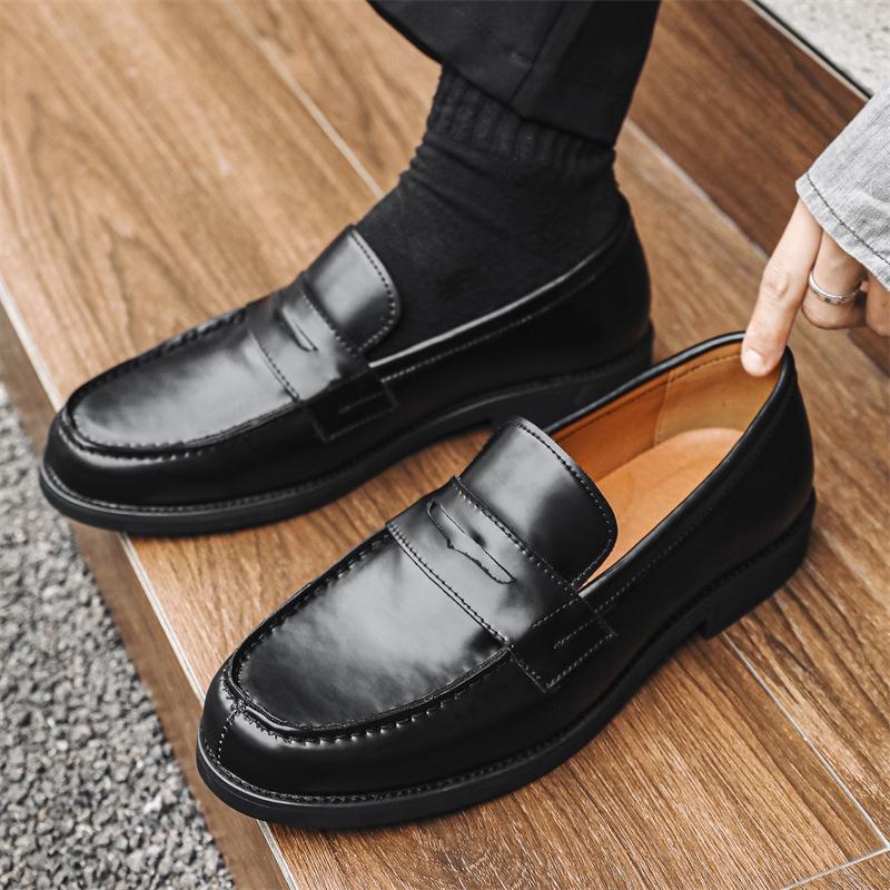 

One-pedal loafers lazy men s business casual leather shoes autumn British style high-end formal men 14532-J 38 чёрный