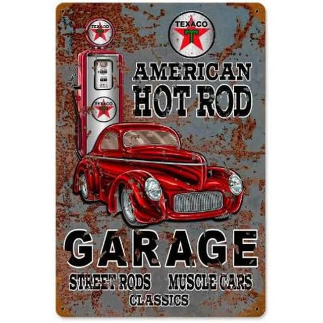 Vintage Pinup Girl Hot Street Rods Garage Full Service Route  Auto Mechanics Metal Tin Sign for Rural Wall Decor  Retro Poster P