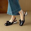 Krazing Pot Sheepskin Cow Skin Summer Size 40 Med Heels Butterfly-knot Decoration Square Toe Slingback Wedding Pumps