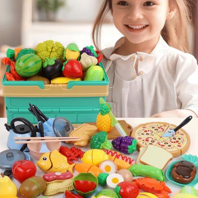 16Pcs/Set Cutting Play Food Toy Simulated Fruits Vegetables Peel Cut Educational Toy Toddlers Boys Girls Pretend Play Kitchen Accessories Playset