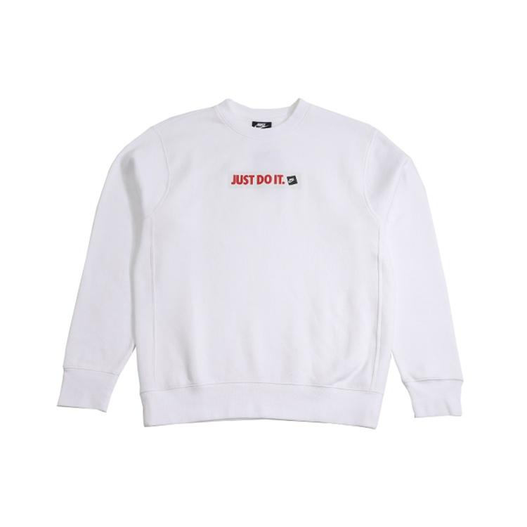 Nike JDI Printing Fleece Lined Athleisure Casual Sports Black Round Neck Pullover White Men s BV5090-100 XL