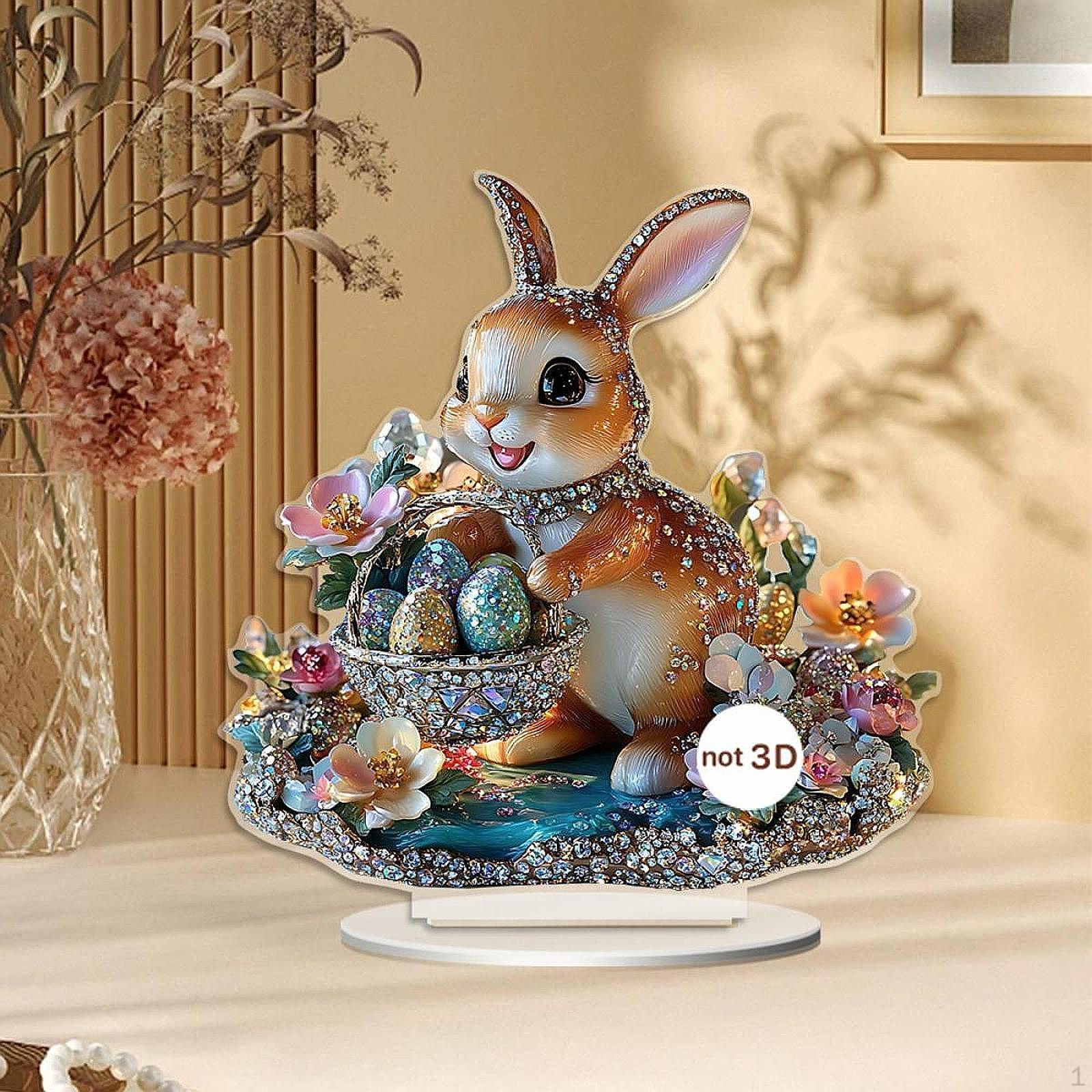 

Акриловый пасхальный кролик декор 2D плоский знак DIY орнамент уникальный настольный дисплей 20cmx19cm
