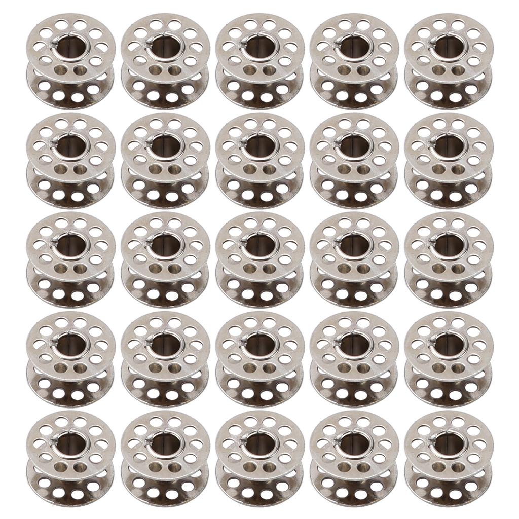 25pcs Sewing Machine Bobbins Multifunctional Stainless Steel Embroidery Bobbins with Storage Box