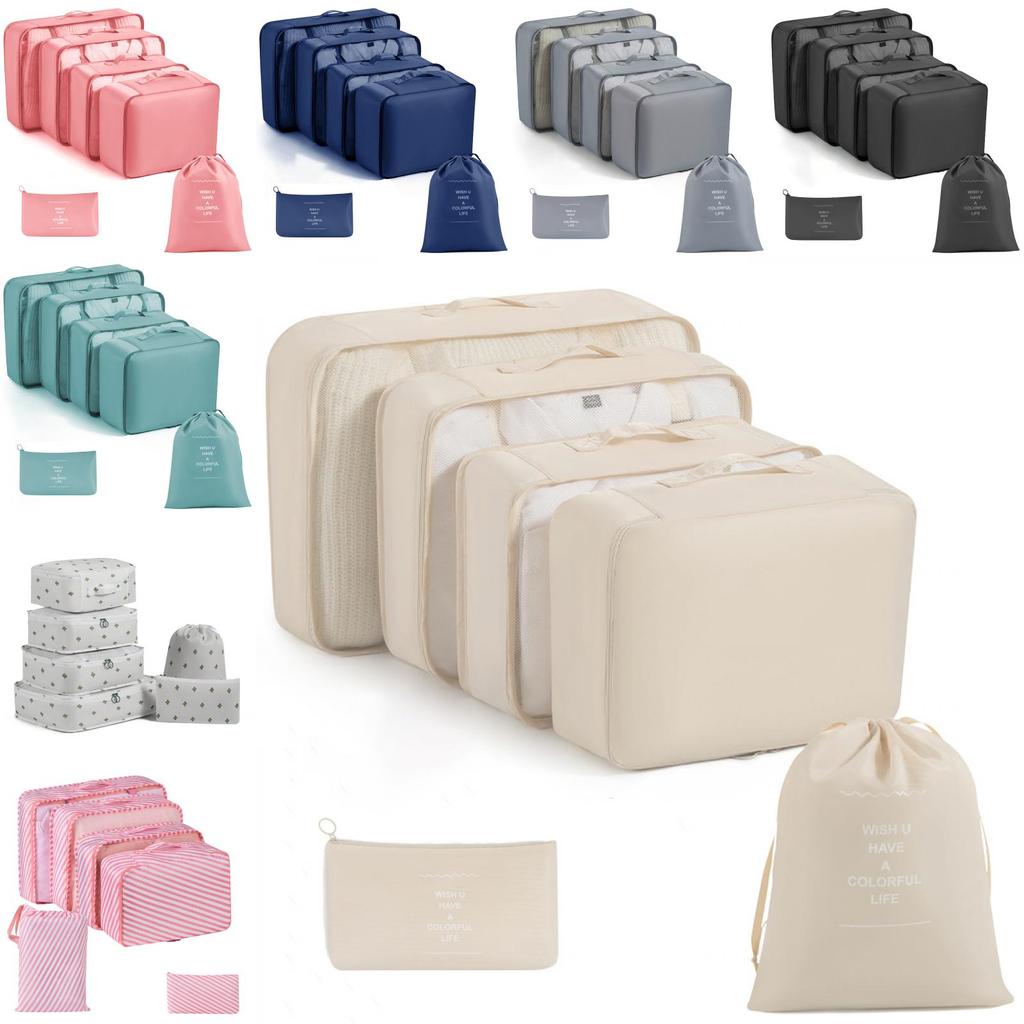 Travel Organization Bags Set Waterresistant Oxford Fabric With Foldable Cubes For Suitcase Packing And Makeup Storage