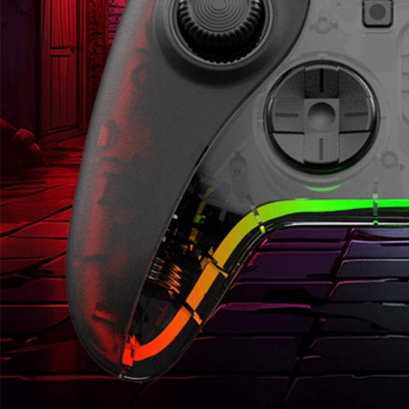 Gaming Controllers With Hall Triggers RGB LED Lights Remote Joystick Gamepad Accessories Bluetooth-compatible Controller