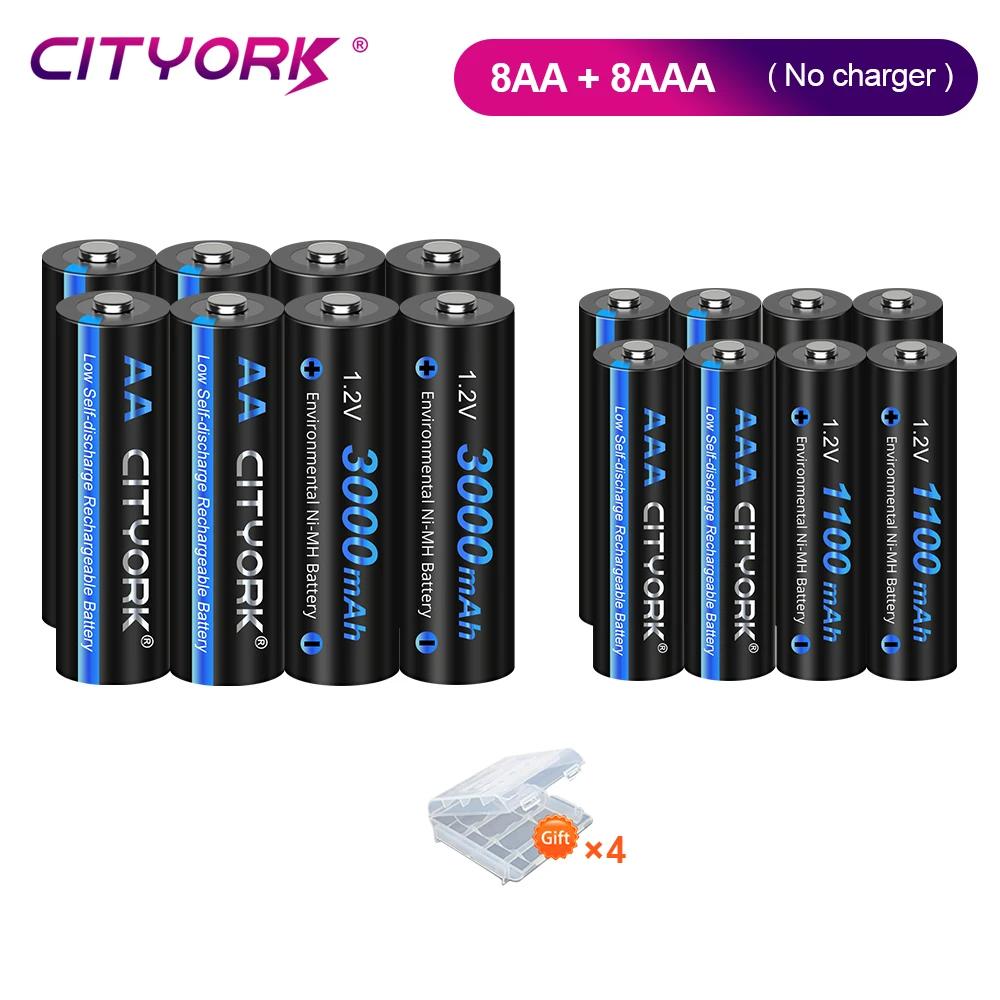 CITYORK AA rechargeable battery + AAA battery Rechargeable batteries 1.2V AA AAA NIMH NI-MH Battery Low Self Discharge Battery