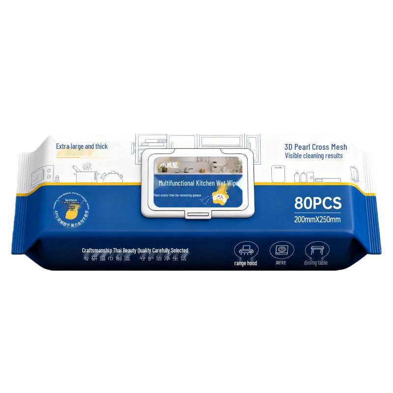 Extra Thick Kitchen Wet Wipes for Oil Stain Removal - Strong Cleaning for Range Hoods