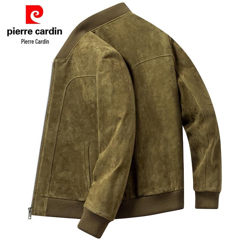

Pierre Cardin Men s Sheepskin Baseball Collar Leather Jacket M