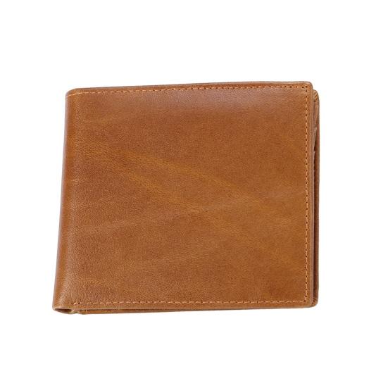 RFID Blocking Men Wallet Vintage Faux Leather Bi-fold Wallet with ID Window Coin Pocket Portable Folding Anti-Theft Credit Card Holder