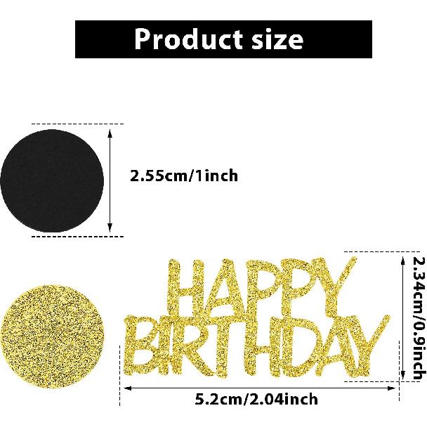 Happy Birthday Party Confetti for Table Glitter Black and Gold Birthday Table Confetti,Sprinkling Scatter Circle Dots Birthday Confetti Paper for
