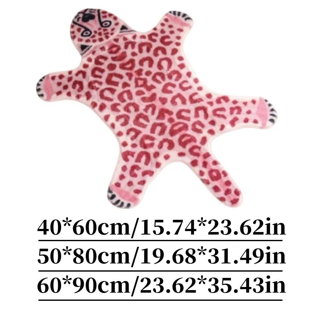 Cartoon Pink Tiger Carpet Striped Leopard Pattern Tiger-shaped Doormat Absorbent Wear-resistant Bedroom Floor Mat Home Decor