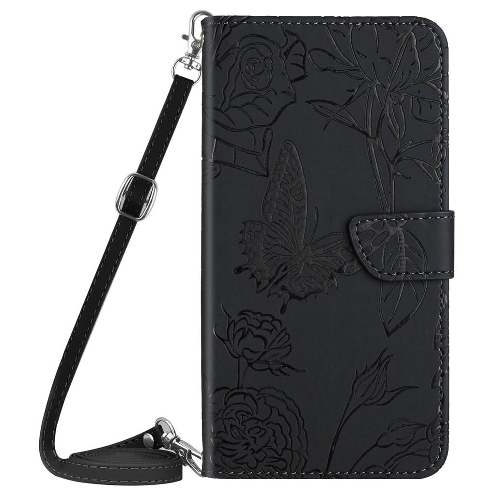 HT03 For Xiaomi Redmi Note 13 4G Cell Phone Case Imprinted Leather Cover with Long Strap