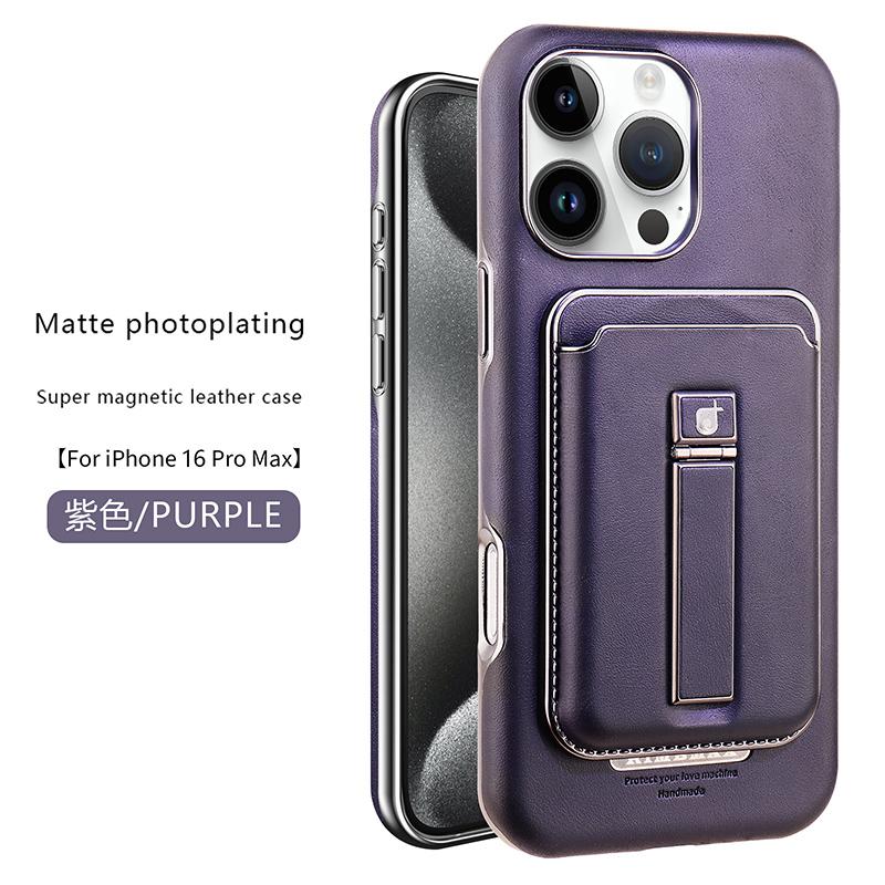 

Розкішний шкіряний чохол для iPhone 16 Pro Max, захист від падіння, відкидна задня кришка, тримач для карток із підставкою для iPhone 16 15 14 13 12 Pro Max 16Pro 15Pro iPhone 14 Plus/15 Plus фіолетовий