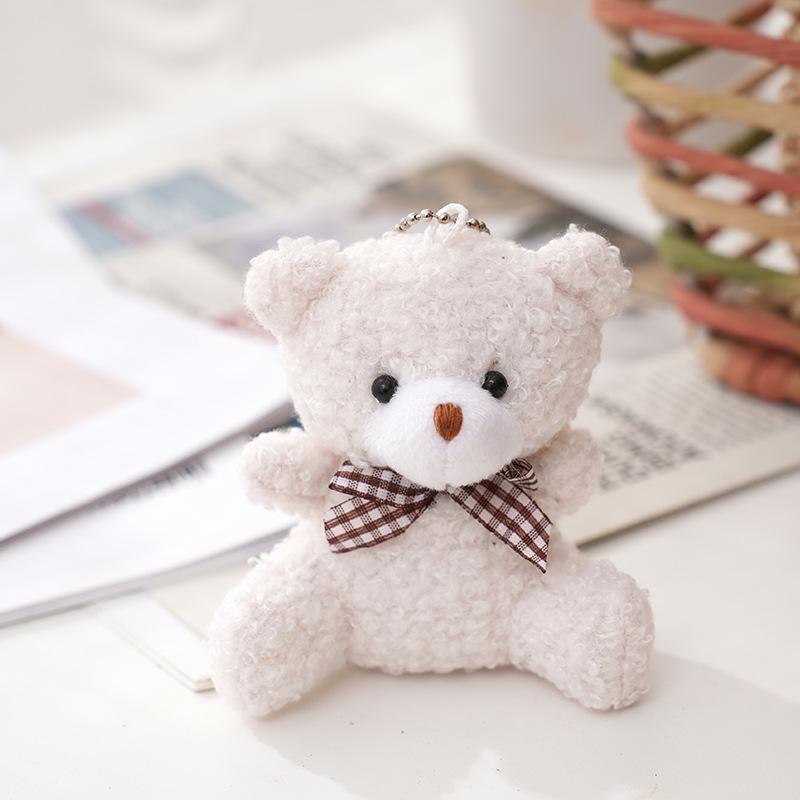 Bear Plush Doll Keychain with Bow Tie - Cute Bag Accessory