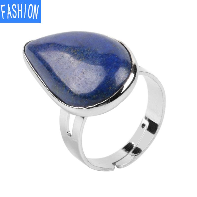 Creative Water Drop Shape Polished Natural Crystal Rings