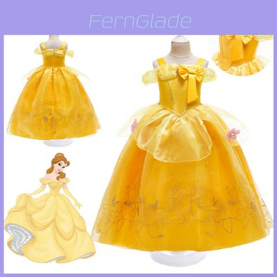 Elegant Princess Belle Girls Dress Cosplay Costume For Xmas Party/halloween/fancy Dress