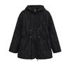 Winter Damesmode Verticale Kraag Strik Capuchon Taille Gevulde Jas Licht Warm Losse Jas