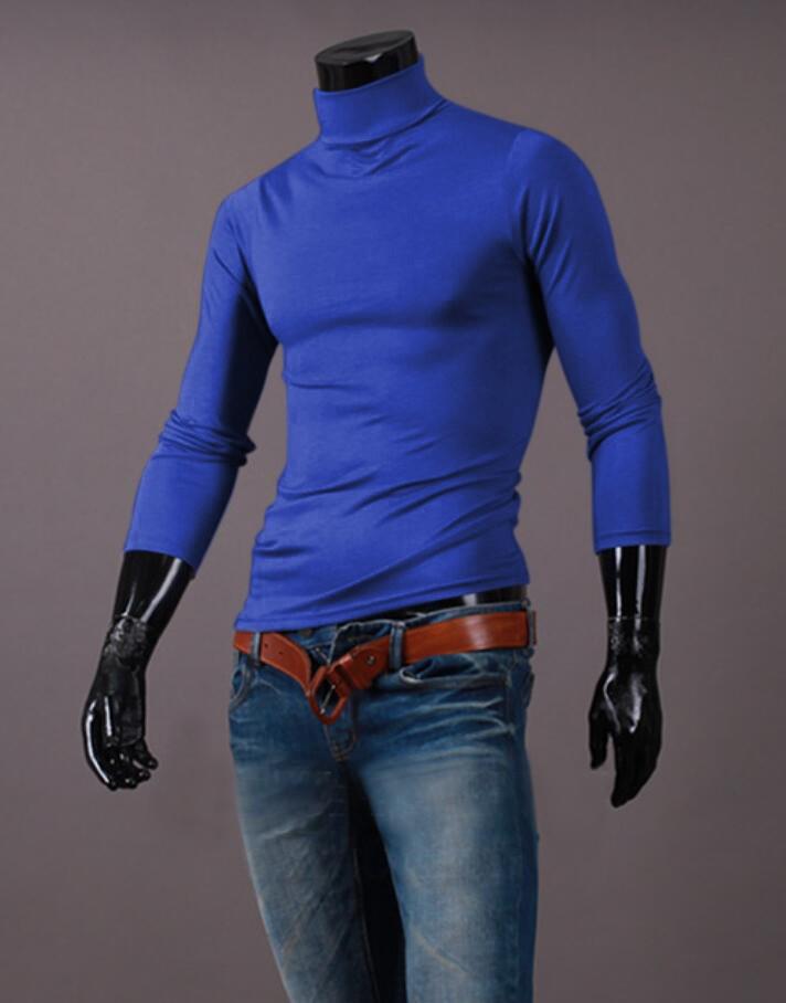 Spring and Autumn Men's Slim Fit Stand Up Collar Base Shirt, High Neck Long Sleeved T-shirt, Casual Versatile Solid Color Pullover