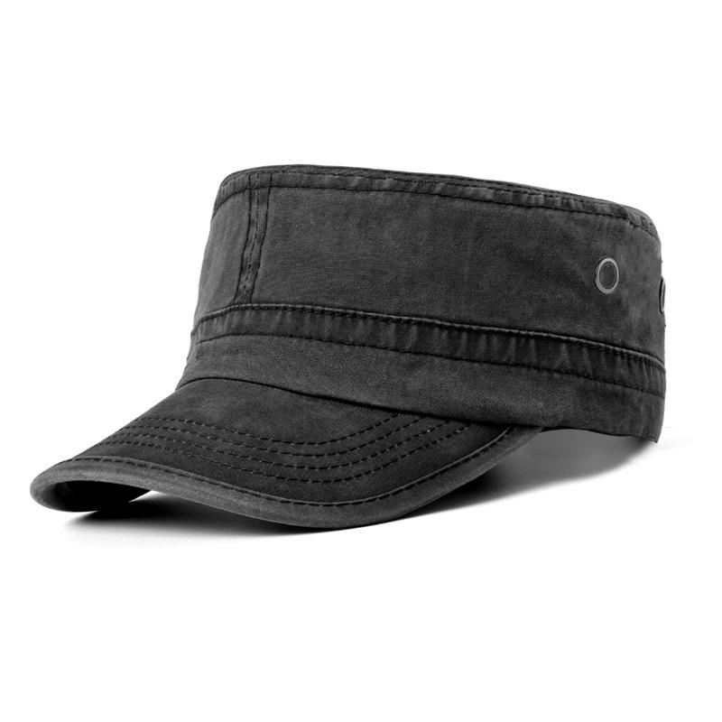 Hut Sonnenschutzkappe Herren Sommer Schirmmütze Kappe Flat Top Militärkappe gewaschen alt Deep Top Baseballkappe