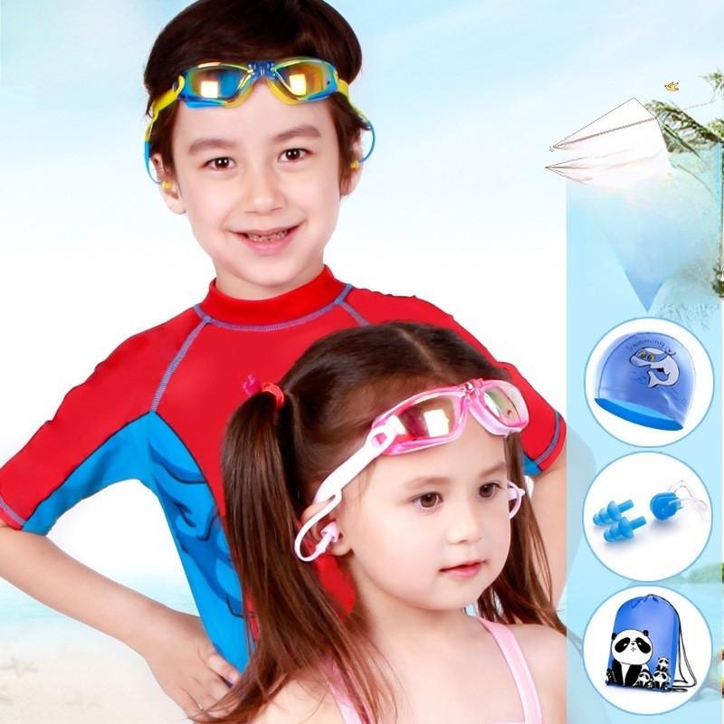 Kinder Anti-Beschlag Schwimmbrillen und Badekappe Set Für Kinder Pool Sicherheit Und Wasserdichtes Design