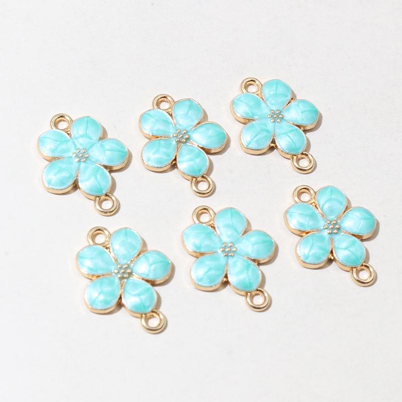 20pcs Enamel Flower Pendant Connector Charms 19x14mm Double Loops DIY Jewelry Making Accessories Findings for Necklace Bracelet
