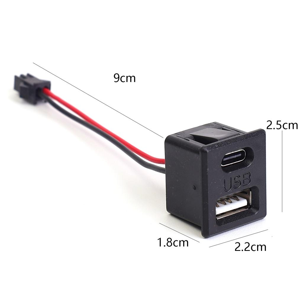 Dual-Layer USB Female Port Outlet Power Socket (Includes Cable Connector) Type-C Interface and USB Lamp Socket Charging Sockets