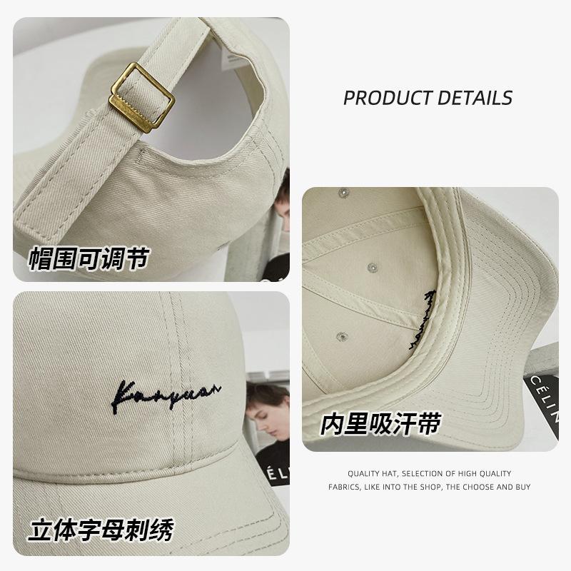 Retro Letter Baseball Cap Female Simple Versatile Sun Hat Big Head Circumference Soft Top Cap Female