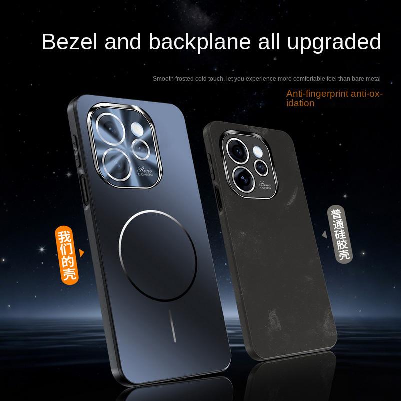 Micro-frosted Ice Feeling Explosion-proof All-inclusive Lens Magnetic Ring Case For OPPO Reno 15 Pro Reno 15 14 Protect Cover