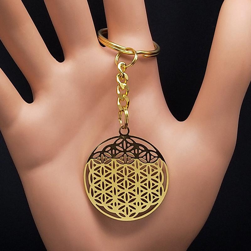 Flower of Life Stainless Steel Long Necklace for Women Men Gold Color Mandala Metatron Necklaces Jewelry Collares Para Mujer