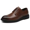 Leather shoes men's business dress Korean version of trend British men's leather casual spring brown soft sole heightening men's shoes