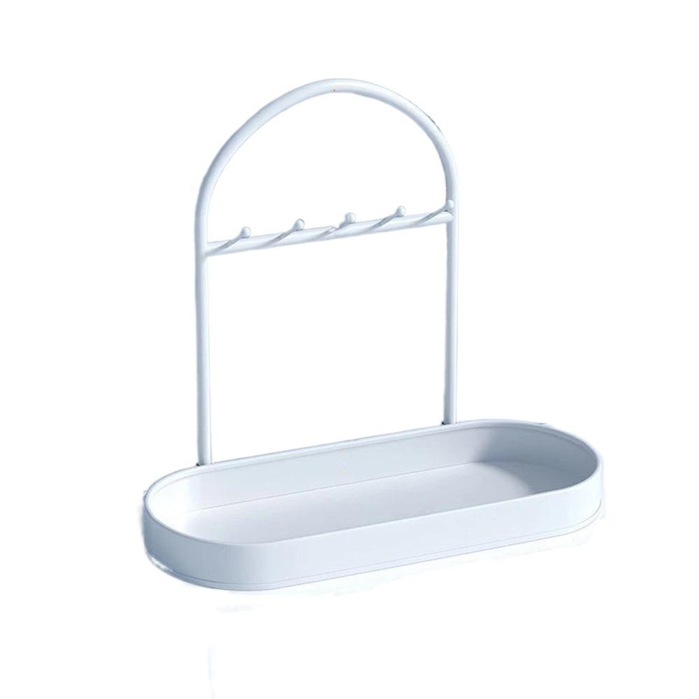 with Hooks Desktop Tray Iron Jewelry Display Plate Multi-Function Bathroom Shelf  Earrings Pendants