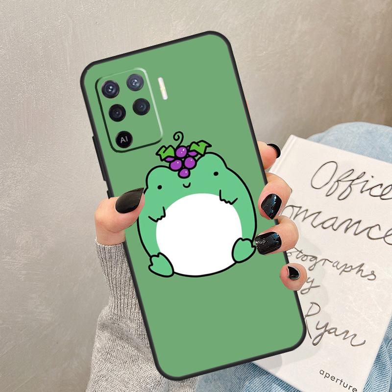 Cute Funny Frog Case For Oppo A57 A17 A77 A18 A38 A58 A78 A98 A74 A54 A94 A80 A60 A40 A96 A76 A16 A15 A5 Pro