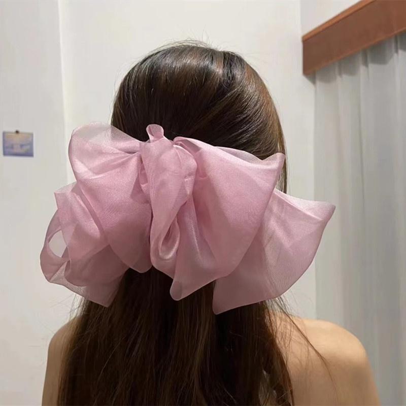Fairy Chiffon Bow Hairpin French Oversized Sweet Wind Spring Clip Hairpin Top Clip Eye-catching Hair Accessories