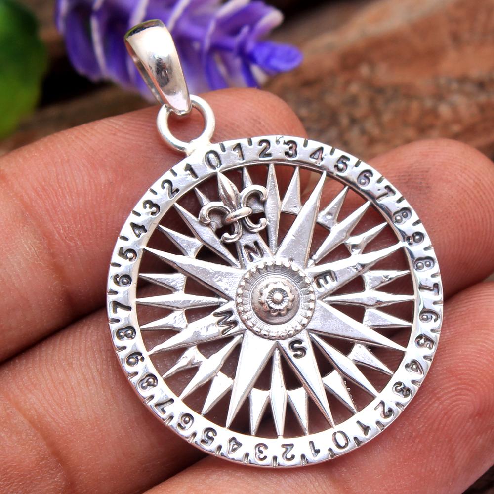 Compass Pendant, Handmade Jewelry, Silver Pendant, Silver Jewelry, 925 Silver Pendant