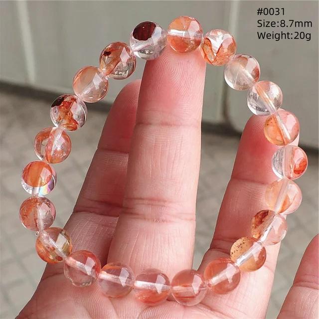 Natural Red Limonite Quartz Trendy Strand Bracelet Rare Stretch Yellow Phantom Round Beads Women Men Jewelry AAAAA