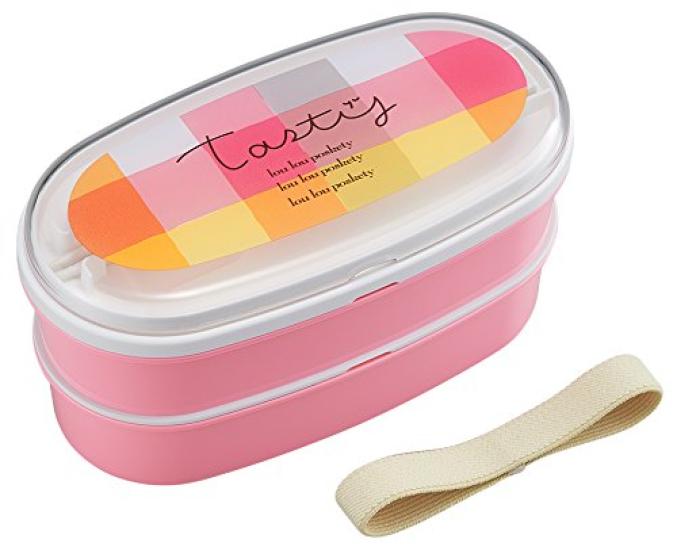OSK La Palette Bento 2 Tiers Box, (with Dividers), Pink, PW-7