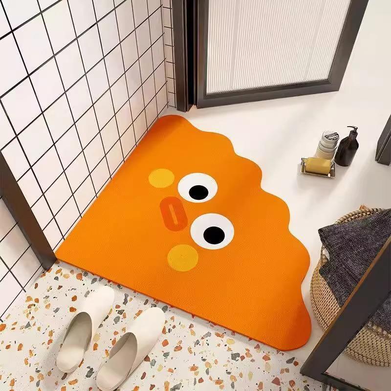 Bathroom fan floor mat cartoon funny soft diatom mud absorbent mat non-slip foot mat toilet quick drying mat household