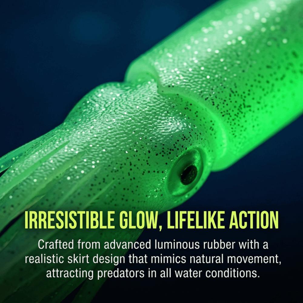 8PCS Portable Luminous Squid Lure Soft Rubber Squid Skirt Fishing Lure 11.8inch Soft Squid Baits Bass Fishing