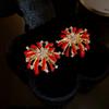 Fashion Jewelry Red Fireworks Stud Earrings Happy New Year Gift Fireworks Drop Earrings  Woman