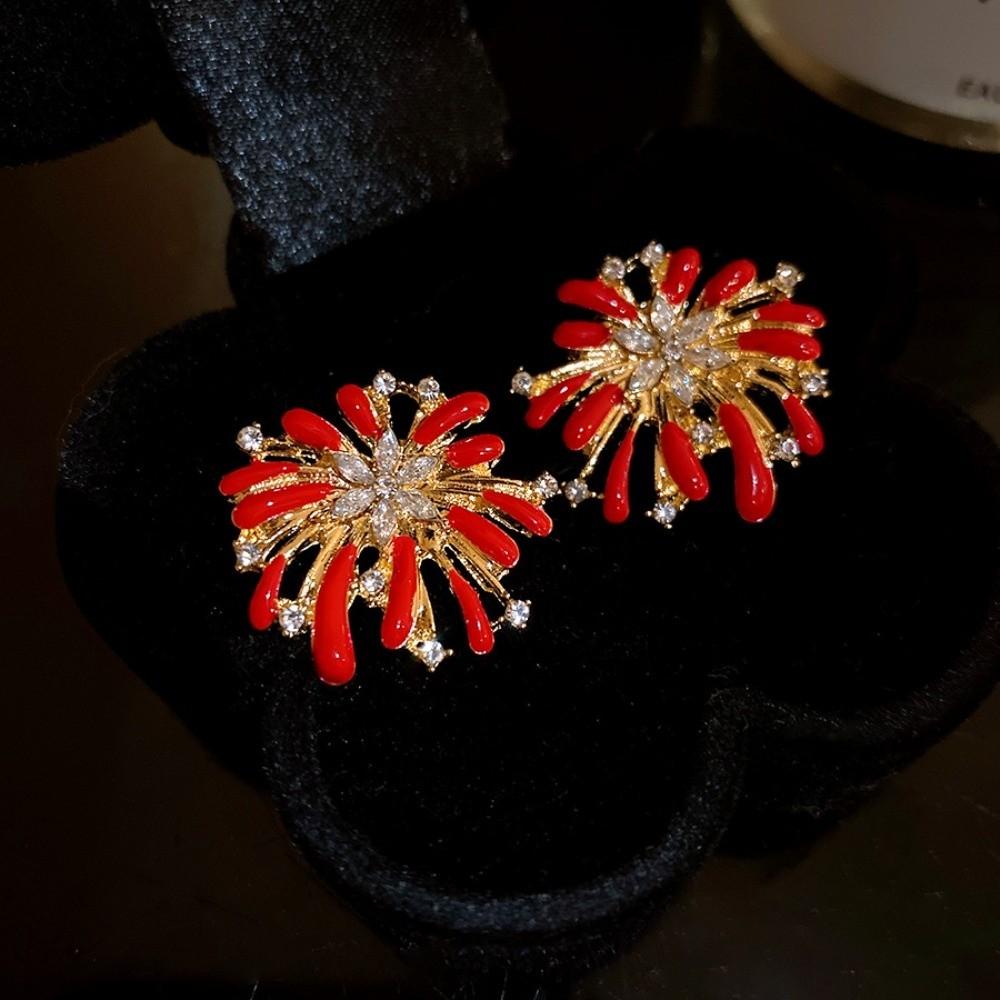 Fashion Jewelry Red Fireworks Stud Earrings Happy New Year Gift Fireworks Drop Earrings  Woman