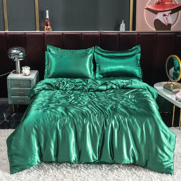 new summer double-sided ice silk four-piece set simple bedding soft silky single quilt cover dormitory three-piece set