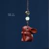 Rosewood Boxwood Green Sandalwood Carved Rabbit Phone Charm Pendant