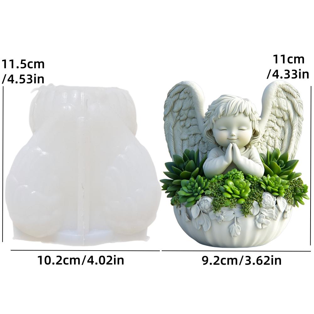 Angel wings succulent plant flowerpot resin silicone mold goddess relief storage box mould wings Maria candle cup gypsum molds