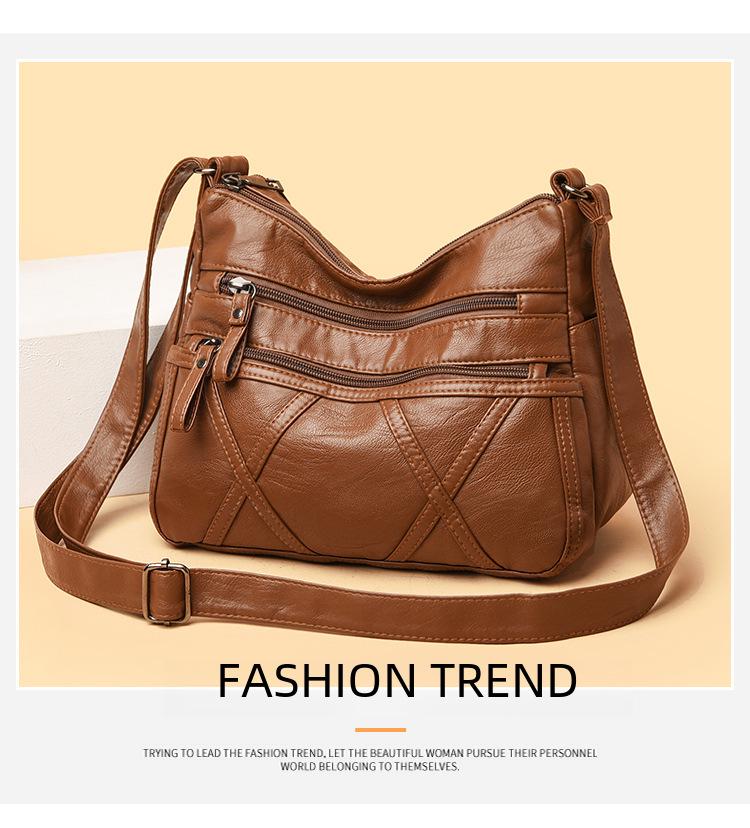 2021 Women's Soft Leather Shoulder & Messenger Bag for Middle-aged & Elderly with Large Capacity
