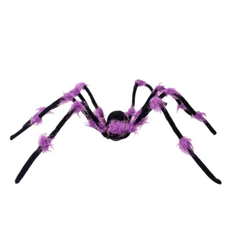 Glowing Plush Arachnid with Timer and LED Light 51Inch Illuminated Arachnid Halloween Decoration for Wall Tree Window фиолетовый