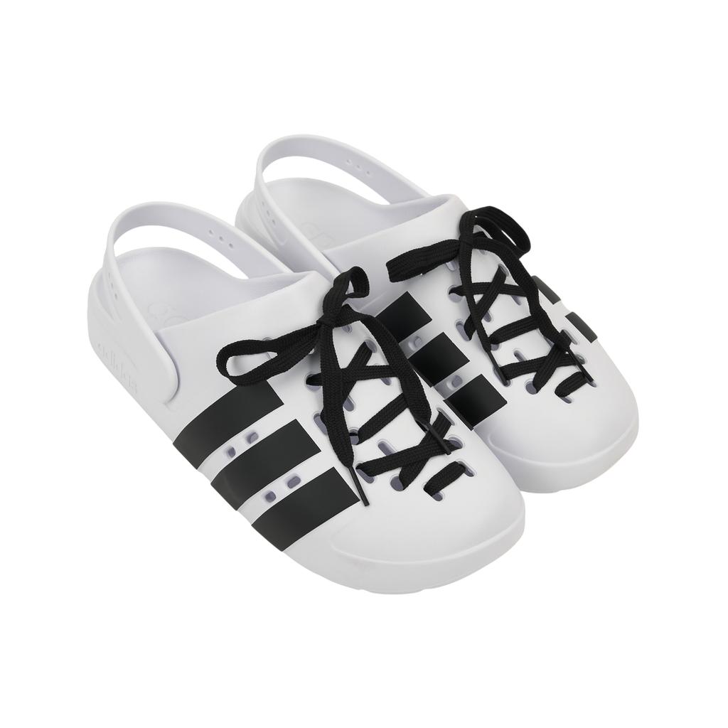 adidas Adilette Clog 2.0 White Black Laces Unisex Sneakers Cloud-White Core-Black Gold-Metallic JR4027