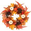 Harvest Wreath With Pumpkins Berries Vine Circle Halloween Thanksgiving Door Decor