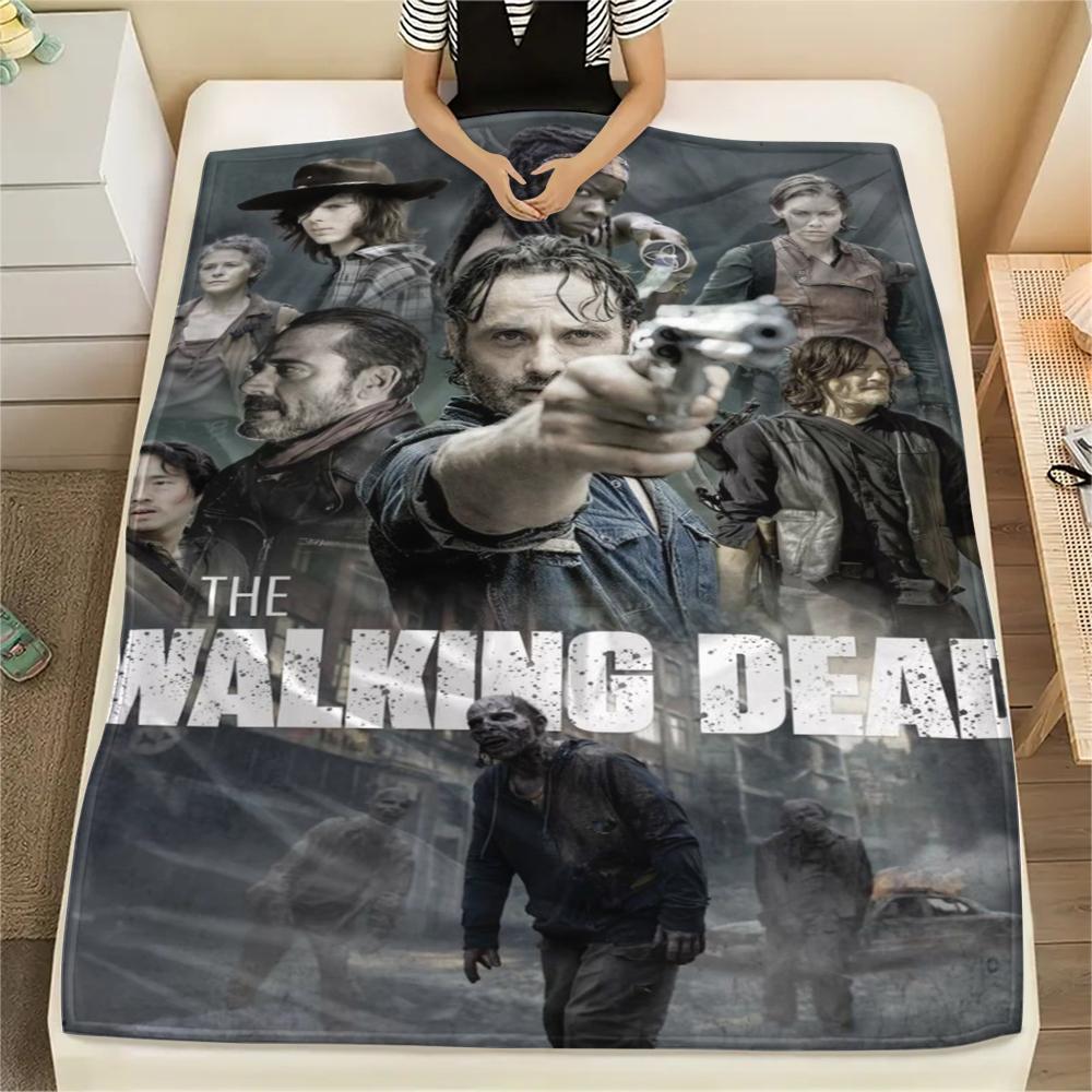 1Pc Walking Dead Print Flannel Blanket, High Quality Comfortable for All Seasons, Home Decor, Warmth and Comfort, Perfect for Gifts